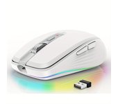 Ratón inalámbrico recargable de modo Dual, mouse ergonómico para PC, portátil y escritorio, luz RGB USB-C, batería recargable de 700mAh
