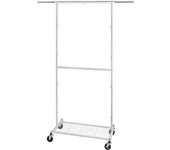 T-LoVendo Perchero Burro Extensible Ajustable con Ruedas con Barra y Estante Ropa Zapatos Bolsos Portátil
