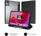 Subblim funda exclusiva para tablet lenovo tab m11 - cierre magnetico - bordes reforzados - 2 posiciones de soporte - color negro/transparente