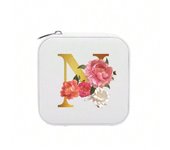 26 letter printed travel jewelry box, travel storage bag, small bead treasure box, bridesmaid gift box, mini storage box-LJX