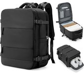 Mochila viaje cabina avion 47x35x25， Mochila de viaje minimalista urbana de cuero de vaca compuesto impermeable negra