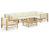 VIDAXL 3058247 set de muebles para el jardín de 7 piezas fabricado en bambú con cojines de color blanco crema