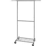 T-LoVendo Perchero Burro Extensible Ajustable con Ruedas con Barra y Estante Ropa Zapatos Bolsos Portátil