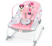 Hamaca Bright Starts mecedora Minnie Mouse Forever Besties, Silla con vibracion Minnie  Rosa,Columpio bebés 0 a 30 meses, hasta 18 kg