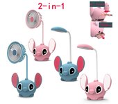 Ventilador USB Plegable Stitch Rosa con Sacapuntas – Mini Ventilador Portátil Recargable