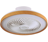 IluminaShop - Ventilador de Techo LED 72W Blanco / Madera DC 6800LM Ultra Silencioso con Mando a Distancia Verano / Invierno