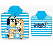 Poncho de microfibra Bluey oficial para niños – Playa y piscina, 55x110 cm, diseño Familia Rayas, suave, absorbente y secado rápido, verano