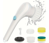 Un juego de fregadores Eléctricos con 5 cabecales de Cuchillo reemplazables, fregador giratorio portátil, cepillo de limpieza de mano inalámbrico para Baño/bañera/azulejos de comparación/Piso/Cocina