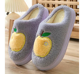 Women Cute Fruit Pattern Fuzzy Slippers Super Soft Closed Toe Platform House Shoes Winter Warm Plush Home Slippers