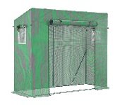 Invernadero de jardín de polietileno de Outsunny, invernadero para balcón, lona reforzada de 140 g/m², estructura de acero, puerta enrollable con cremallera, para verduras, plantas y flores, interior y exterior, 200 x 77 x 169 cm, verde