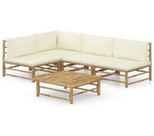 VIDAXL 3058241 set de muebles para el jardín de 6 piezas fabricados en bambú con cojines de color blanco crema