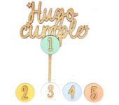Decoración para tarta de madera | Topper Pastel madera números intercambiables y con nombre| Adorno de pastel madera | Decoración fiesta de cumpleaños | Lulamuk