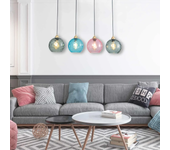 LÚZETE - LÁMPARA DE TECHO 4 LUCES NERIUM ALM-APOL - Acabado Dorado - Tulipas de Cristal - Rosa Azul y Fumé