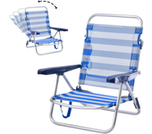 Sillas Playa Plegables | Ligera Portátil | Baja y Reclinable de 4 Posiciones | para Camping, Piscina, Terraza o Jardín Aguamarina