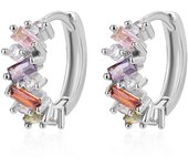Rainbow Cubic Zirconia Hoop Earrings For Women 2023 Trending Round Gold Plated Stainless Steel Earrings Luxury Jewelry Gifts