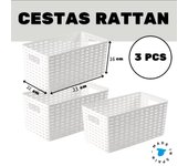 Cajas Organizadoras de Plastico de 5 Litros 6Litros 10Litros 12Litros ( 3 Piezas)  | Cesta diseño Rattan Rectangular | Caja de almacenamiento estilo mimbre ratán con asas apilables | Cestas para ropa, de almacenaje,cocina, armarios,oficina,baño