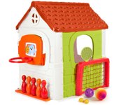 FEBER- Multi-Activity House 6in1, Casa Infantil con Bolos, Raquetas, Juegos de Pelota, Futbol, Baloncesto, Diana de Velcro, Juegos de imitación, a Partir de 3 años, Famosa (FEH15000), Versión actual