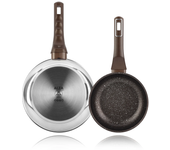 Alza Petrea - Set de Sartenes Plateadas 18 + 24cm, Acero Inoxidable, Antiadherente Eterna de 4 Capas , Todas las Cocinas, Inducción y Lavavajillas