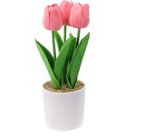 Simulation Tulip Pink Yellow Artificial Flowers Potted Fake Plastic Plants For Home Desktop Wedding Party Office Decoraction