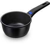 Monix Solid Plus - Cazo 16 cm de aluminio fundido antiadherente negro. Cazuela de cocina Apto para gas, inducción, vitrocerámica