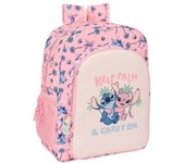 MOCHILA ESCOLAR JUNIOR ROSA STITCH Y ANGEL PARA PRIMARIA