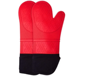 Guantes de horno de silicona resistentes al calor, guantes de horno extralargos antideslizantes (rojo, 1 par)