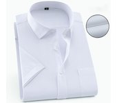 Mens Short Sleeve Shirt Business Casual Classic Plaid Striped Checked Male Social Dress Shirts Purple Blue 5XL Plus Large Size