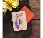 Tarjeta de felicitación realizada en madera - Diseños únicos - Decoradas a juego en el interior - Sobre rojo incluido - Marca Detuatu