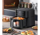 OstarkDom Freidora sin Aceite 5L, Panel táctil, Freidora de aire caliente, 5 L, 10 programas preestablecidos, Regulable hasta 200 ° C, Temporizador 60 minutos, Apagado automático, 1400W