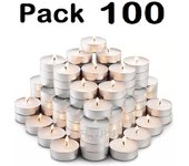 velas de te tealights pack 100 unidades 4.5 horas duración color blanca aluminio Sin Perfume decoracion fespu shop