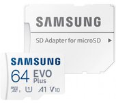 Tarjeta de Memoria Samsung EVO Plus 2021 64GB microSD XC con Adaptador/ Clase 10/ 130MBs