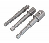 JUEGO DE ADAPTADORES DE PARA LLAVES DE VASO 1/4",3/8",1/2" CON VASTAGO PARA TALADRO O ATORNILLADOR DE 1/4"