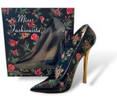 Miss Fashionista Black EDP Eau de Parfum Perfume Mujer Stiletto con Estampado Floral Montage Brands 100 ml