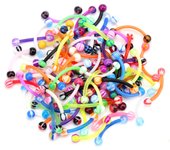16G Women Colorful Ball Acrylic Flexible Curved Bar 8mm Eyebrow Rings Tragus Piercing Jewelry For Men Sports 5/10/30/50/100Pcs
