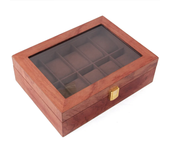 10-Slot Watch Box Glass Top Vintage Display Jewelry Storage Organizer Case Wood