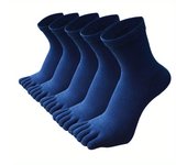 5 pairs of men's solid color five finger socks  simple cotton  odor resistant and breathable split toe socks