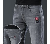Spring Autumn Trendy Men Small Flared Jeans Elastic Nine-point Pants Slim Waist Performance Outfit Men Cotton Casual Pants