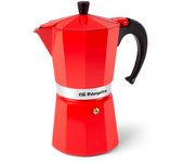Orbegozo Cafetera Italiana Aluminio Roja 6-9-12 Tazas Asa Ergonómica