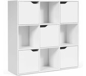 STARLEY-Armario organizador de almacenamiento de 9 cubos con puertas, unidad de exhibición de compartimento con 4 cubos abiertos y 5 gabinetes para oficina en casa, 90 x 29 x 90 cm