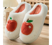 Women Cute Fruit Pattern Fuzzy Slippers Super Soft Closed Toe Platform House Shoes Winter Warm Plush Home Slippers