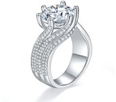 ETERNALS EARTH Luxury Large Carat Hand Jewelry With Moissanite Ring In Silver And Moissanite