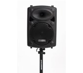 DYNASONIC - Dynapro 10’ (última generación) Altavoz portátil Sistema Audio Profesional Potencia 500W - USB Bluetooth Radio FM Micrófonos, Negro - Soporte para Dispositivos movil y Tablet