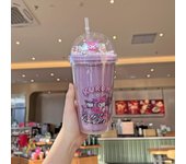 Sanrio Kawaii Anime Water Bottle Kuromi Double-Layer Plastic Cup Water Cup Cinnamoroll Portable Sport Mug Straw Water Cup Gifts
