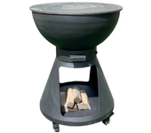 TempoStyle-Carbón y Madera Barbecue Yucatán | Barbacoa Redonda de Maple Corten para Exterior y Jardín con Parrilla de cocina de Maple inoxidable 316 sp.1cm, portátil con Ruedas (antracita)