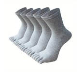 5 pairs men's five finger solid color socks, made of cotton, with an unpleasant odor, breathable, and split tips