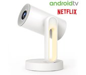 Proyectores portable 4k Android Wifi 11.0 integrado Netflix certificado ETOE, proyector de techo giratorio 300ANSI/Auto Keystone/compatible con Chromecast/5G WiFi, home cinema inalámbrico televisión smart tv
