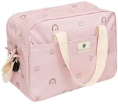 Bimbidreams Bolso Maternal impermeable HAPPY DAYS rosa estampado arco iris con cambiador