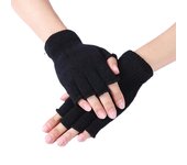 Pack de 12 pares de guantes negros sin dedos de invierno para hombre y mujer, talla única - Ideales para trabajar, ciclismo, deporte, senderismo y montaña