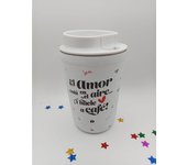 Vaso el amor está en el aire para café