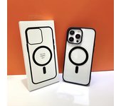 Clear Black Magnetic Phone Case for iPhone 16 15 14 Max Plus 13 12 Mini 11 Strong Magnet Mobile Cases with Box Shockproof Cover